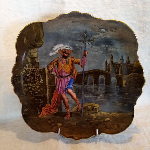 Limoges plat tableau soldat - limoges,,
