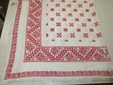 Superb antique square tablecloth, 140x140cm, embroidered with cross stitch Very good condition