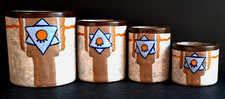 Louis DAGE    Série de 4 pots céramique  Non signés Décor géométrique Art Déco