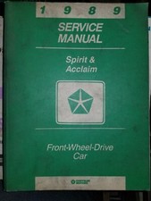 Manuel d'entretien d'atelier Chrysler Dodge Spirit Acclaim 1989 