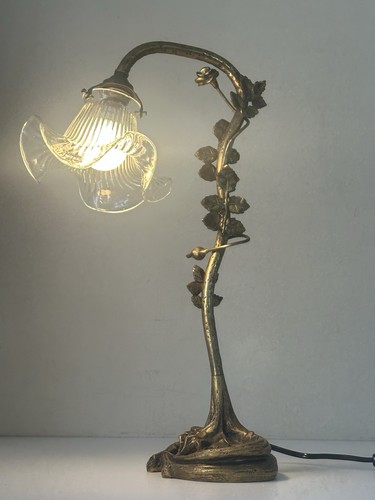 Ancienne lampe bronze tulipe - ancienne,