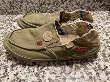 Sanuk Twinny St X Grateful Dead Canvas Slip On Shoes Olive Green Women’s 11