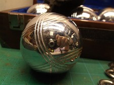 6 ball 73mm Metal Boules Petanque set 6 silver balls Wooden Case