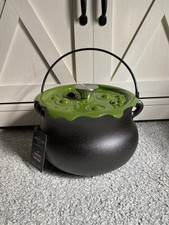 Smith & Clark Black Cast Iron Pot Cauldron New 4qt Halloween Green Boiling Lid