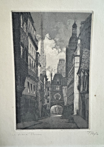 Signed etching vieux rouen - signed, le