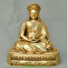 8" Vieux Tibet Tantra Bouddhisme Cuivre Lama Je Tsongkhapa Maître Bouddha Statue