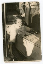 Vintage silver print PHOTO 1949, manège ancien fête jeep voiture ancienne