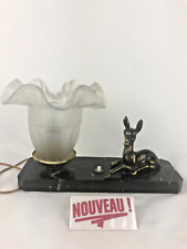 Stunning Antique Art Deco Black Marble Deer/Deer Night Light/Bedside Lamp