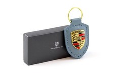 Original Porsche Blason Porte-Clés Keychain Cuir Bleu Marine WAP DEALER