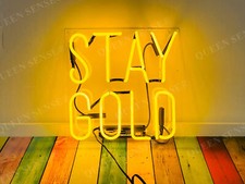 20'' Stay Gold Acrylic Handmade Neon Sign Light Real Glass Artwork Wall Decor