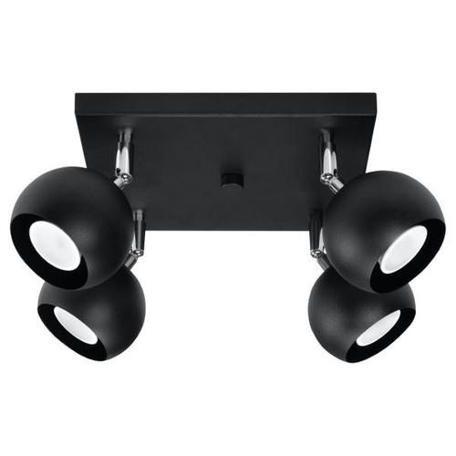 Plafonnier acier noir gu10 - noir, 4