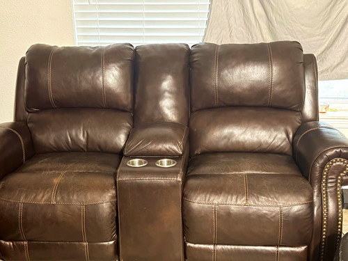 Brown leather reclining - brown,