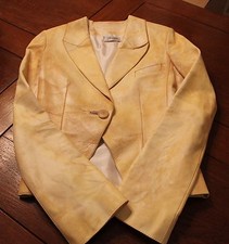 Jitrois Paris Vintage Lambskin Leather Tailored Jacket Yellow Small Light Stains