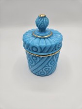 Pot En Opaline Bleu Et Doré