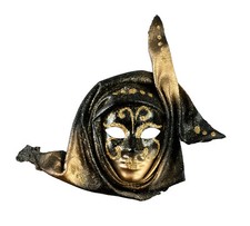 Aimant réfrigérateur Masque de Venise cuir noir - Magnet Carnaval Vénitien  1692