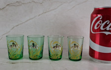 4 Legras enamelled liquor glasses circa 1900 flowers