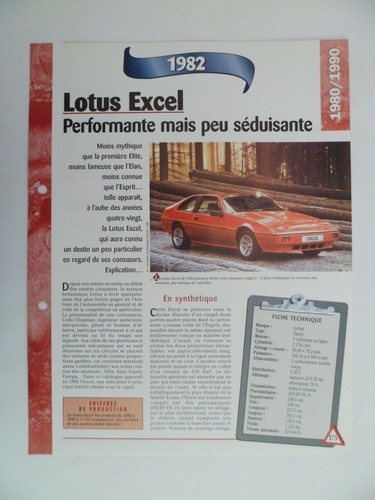 Carte fiche auto - lotus, excel