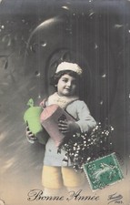 CP BONNE ANNEE ENFANT CHAPEAU SACS ARGENT GUI - 62373