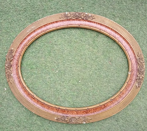 Ancien cadre bois ovale x - cadre, 49