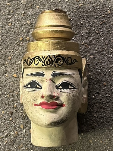 Ancienne tête bois peint - ancienne,