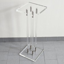 VINTAGE 1970S PLEXIGLASS & STEEL 70S RETRO 70s COLUMN GUERIDON HARNESS