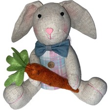 Bunny Rabbit Farmhouse Decor Rustique Easter Fabric Rustic Plush Table Decor 10"