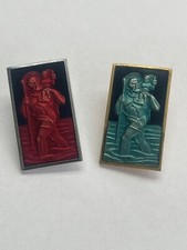 lot of 2 antique enamelled metal plates Saint Christopher automobile?