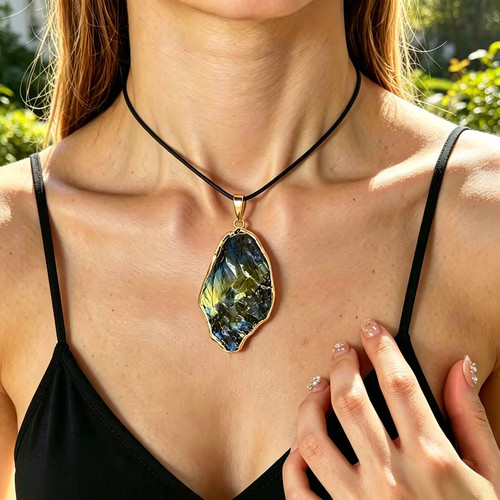 Pendentif labradorite brute - pendentif,