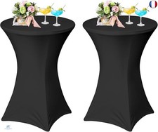 AMFUN Lot de 2 Housse de Table Ronde Extensible, Housse Mange Debout, Nappe