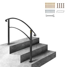 VEVOR Rampe d'Escalier Réglable Main Courante pour 3 Marches en Fer Forgé Noir