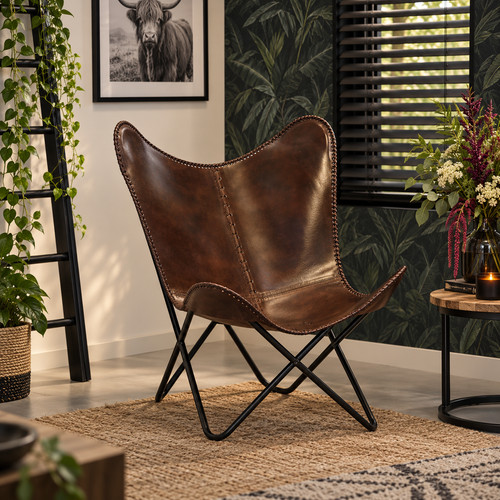 Fauteuil marron papillon - fauteuil, en