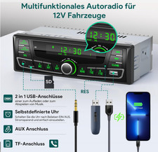 Autoradio │Bluetooth 5.0 RDS│FM AM│USB│SD│AUX│MP3│65Wx4│LED│7 Couleurs