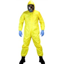 Mens Breaking Bad Costume Hazmat Suit Hallowee Yellow Jumpsuit Mask Head mask