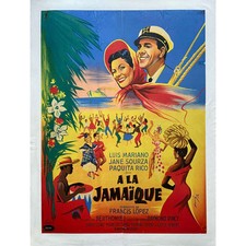 A LA JAMAIQUE Affiche de film entoilée  - 60x80 cm. - 1957 - Luis Mariano, André
