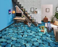 Galets bleus 3D 124 plancher peinture murale indécise image papier peint famille Allemagne