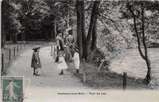 Old postcard 94 Fontenay sous bois Tour du Lac (rare enamelled postcard
