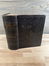 1867 HOLY BIBLE antique POST CIVIL WAR leather INGRAM COBBIN old ILLUSTRATED
