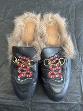 Authentic Gucci Fur BLACK Horsebit Loafers. Angello Plonge Nero US 6 UK 26