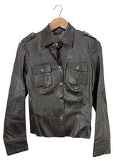 SANTACROCE Veste en cuir Dames Veste T EU 36 brun style mouillé