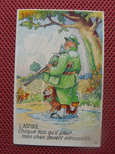 ++"1547" postcard illustrator humor hunter in the rain
