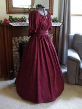 Civil War, Victorian, Trek, Western, Pioneer Dress-Lovely Deep Burgundy