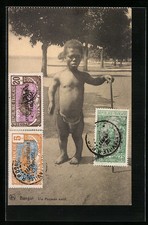Old postcard Bangui, a native pygmy, Liliputaner 