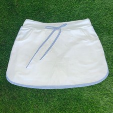 L’Oeuf Poche Seersucker Binding Tennis Skort White Blue Trim Pockets Large