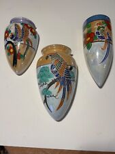 Lot of 3, Vintage Noritake Lusterware Wall Pockets, Raised Designs