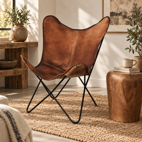 Fauteuil papillon cuir - fauteuil, en