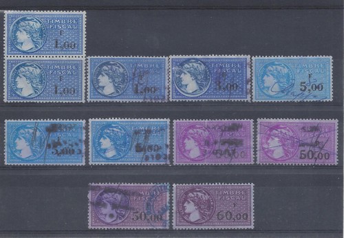 Lot timbres fiscaux obliteres - timbres,