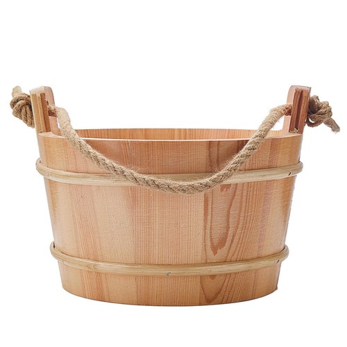 Seau bois avec poignées - bois,
