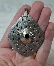 Antique Berber Silver Metal Pendant Antique Berber Ethnic Plated Pendant