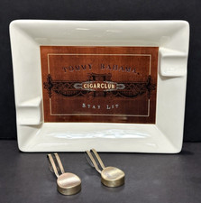 Tommy Bahama Cigar Club Stay Lit Ashtray 2 Places Holder with 2 Cigar Clips