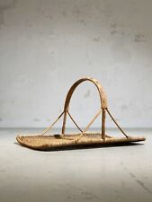 1950 MODERNIST BRUTALIST FREE FORM FOLK ART FIREPLACE BEECH BASKET 